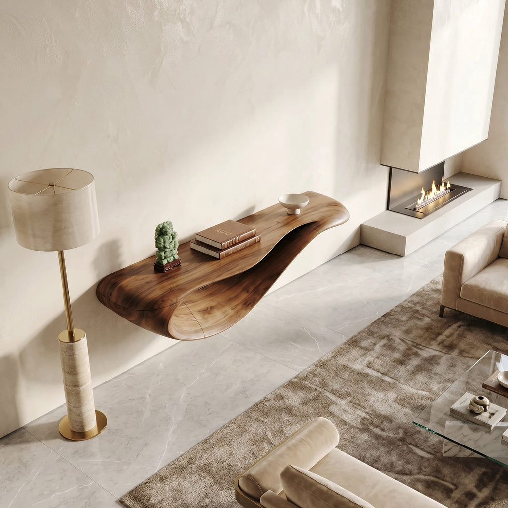 Modern Floating Console Table, solid wood, built to order