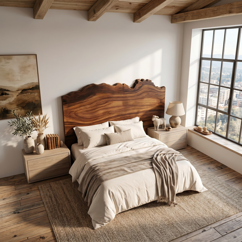 Organic Natural Edge Headboard Bed Headboard, solid wood, built to order, view 2