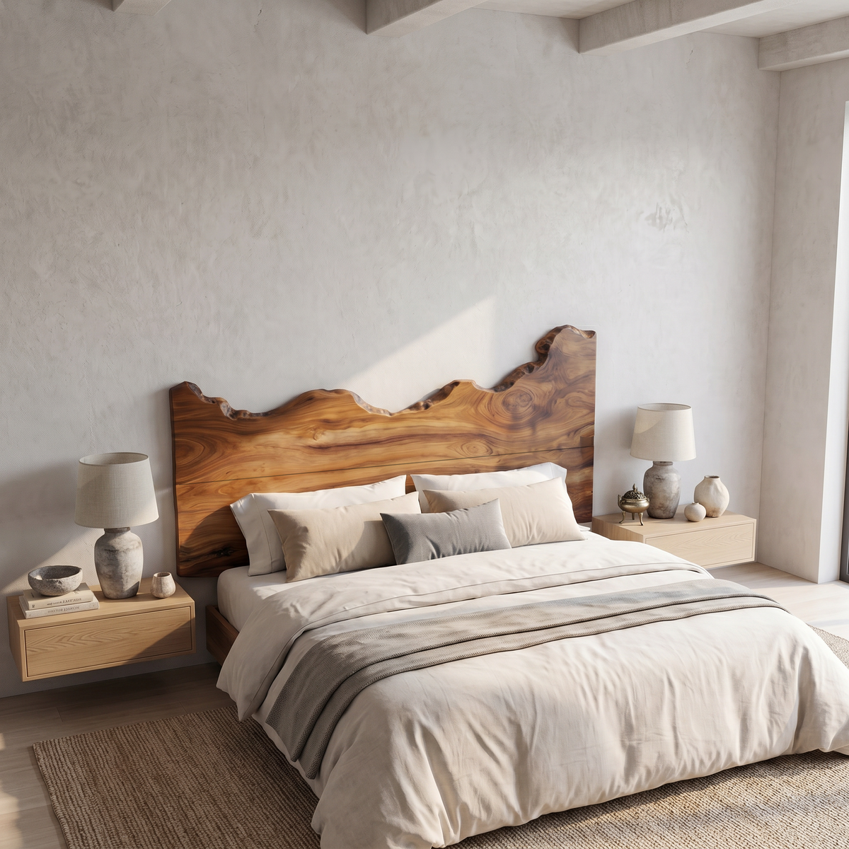 Contemporary Live Edge Headboard, solid wood, built to order, view 2