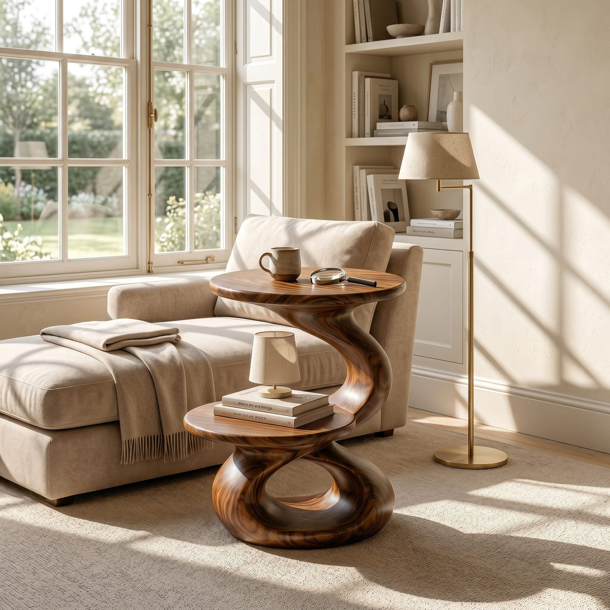 Minimalist Open Shelf Side Table Villa, solid wood, built to order