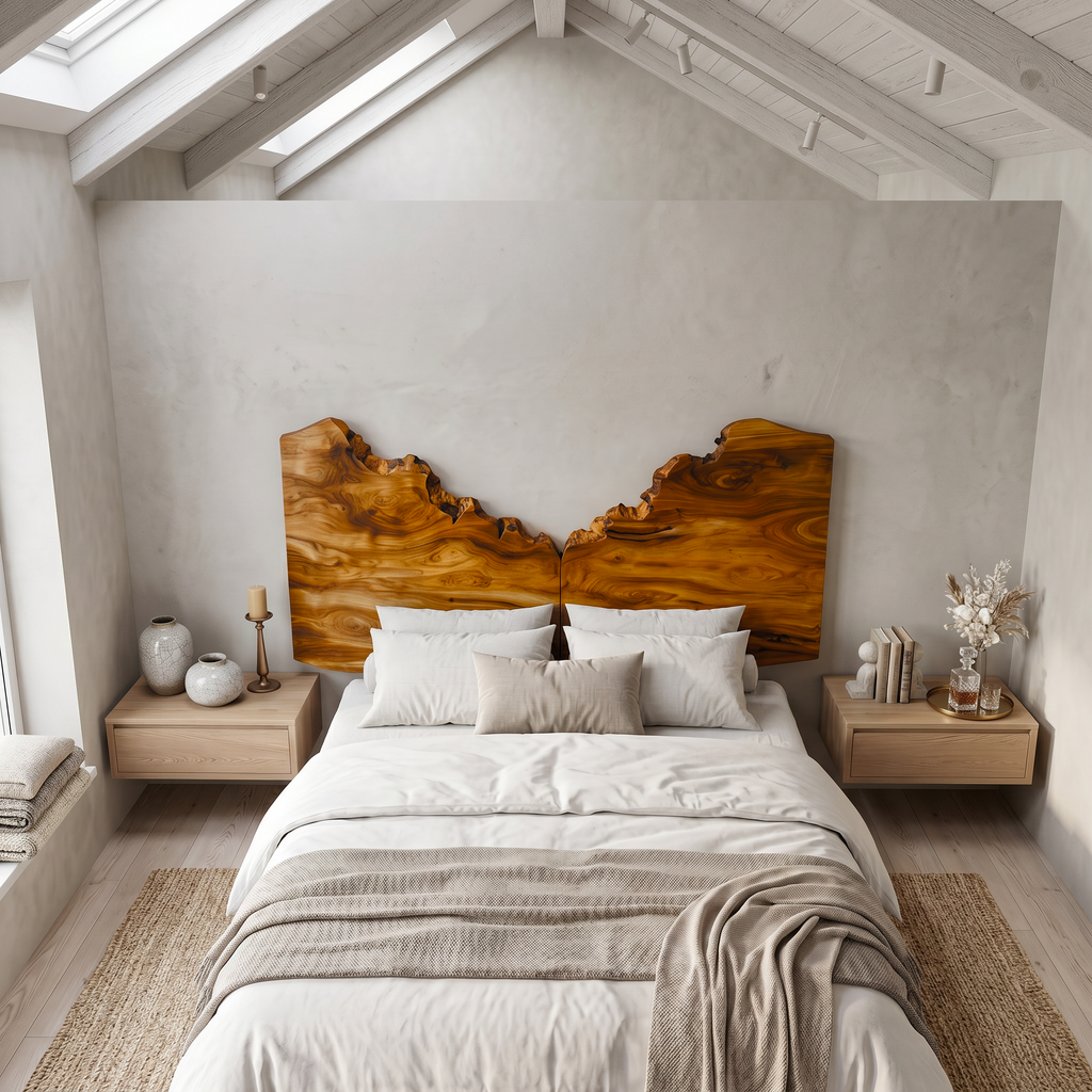 Organic Live Edge Headboard Wooden Bed Headboard, solid wood, built to order, view 3