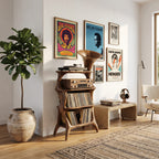 Mid Century Vinyl Cabinet, solid wood, built to order