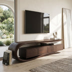 Contemporary Wave TV Console, solid wood, built to order, view 3