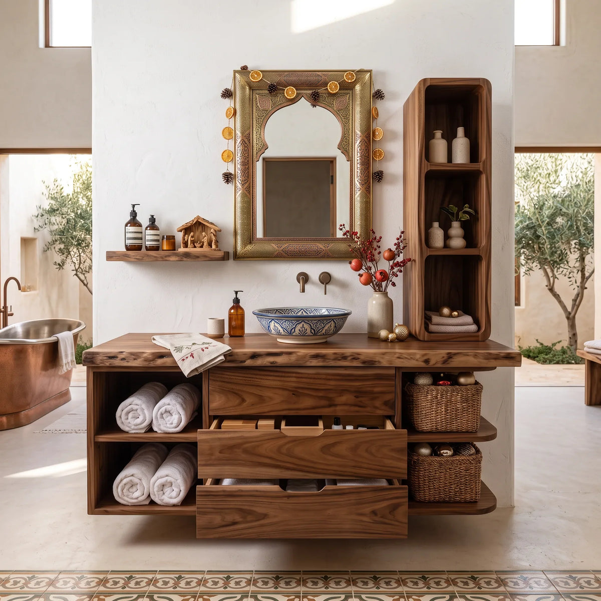 Organic Modern Nutcracker Bathroom Vanity Wellness Room, solid wood, built to order, view 3