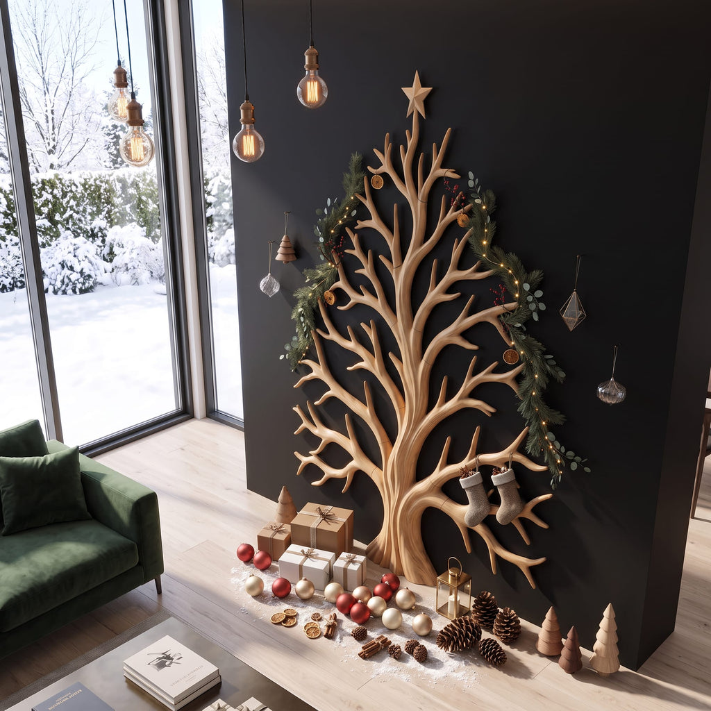 Contemporary Wall Decor with Tree Silhouette, solid wood, built to order