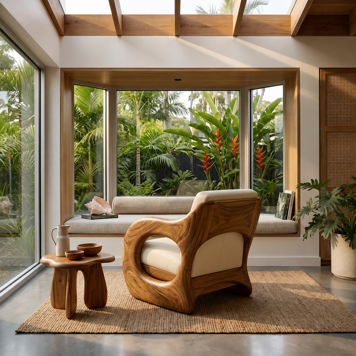 Futuristic Organic Lounge Chair for High-end Urban Residences, solid wood, built to order, view 3