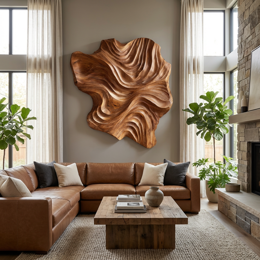 Organic Wood Wall Art Wave Design, solid wood, built to order, view 3