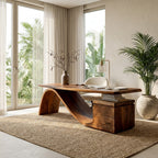 Organic Wooden Desk with Undulating Base, solid wood, built to order, view 2