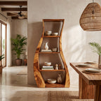 Minimalist Sculpted Accent Shelf with Flowing Silhouette, solid wood, built to order