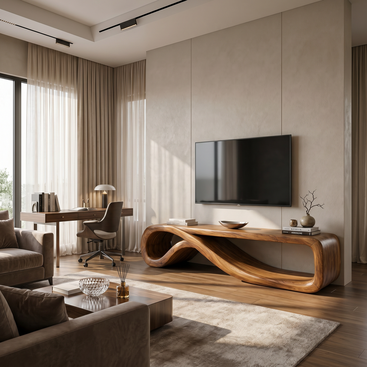 Modern Entertainment Center Sculptural Furniture, solid wood, built to order, view 3