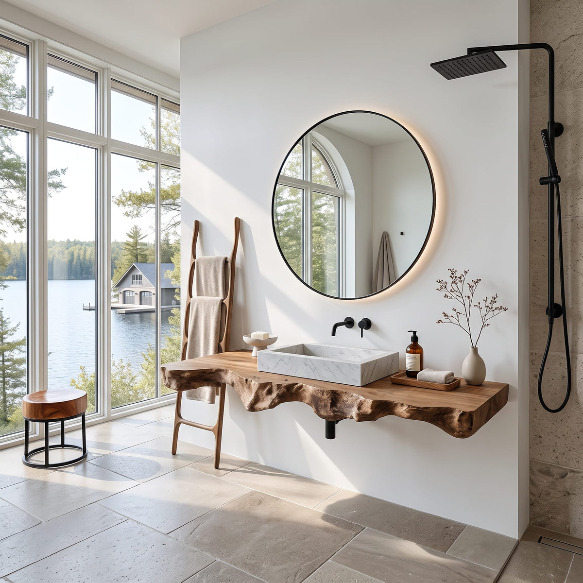 Live Edge Floating Storage Vanity