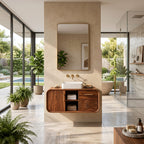 Mid Century Modern Floating Vanity, solid wood, built to order