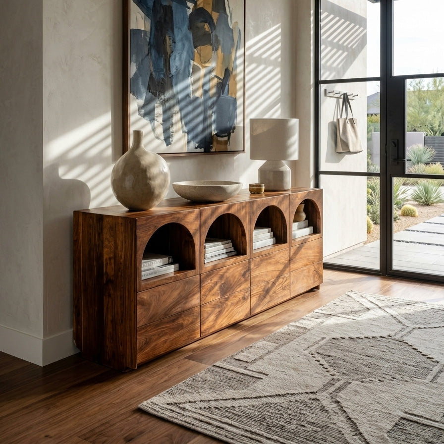 Arched Niche Wooden Sideboard, solid wood, built to order, view 8