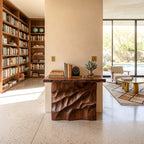 Mid Century Carved Display Table, solid wood, built to order
