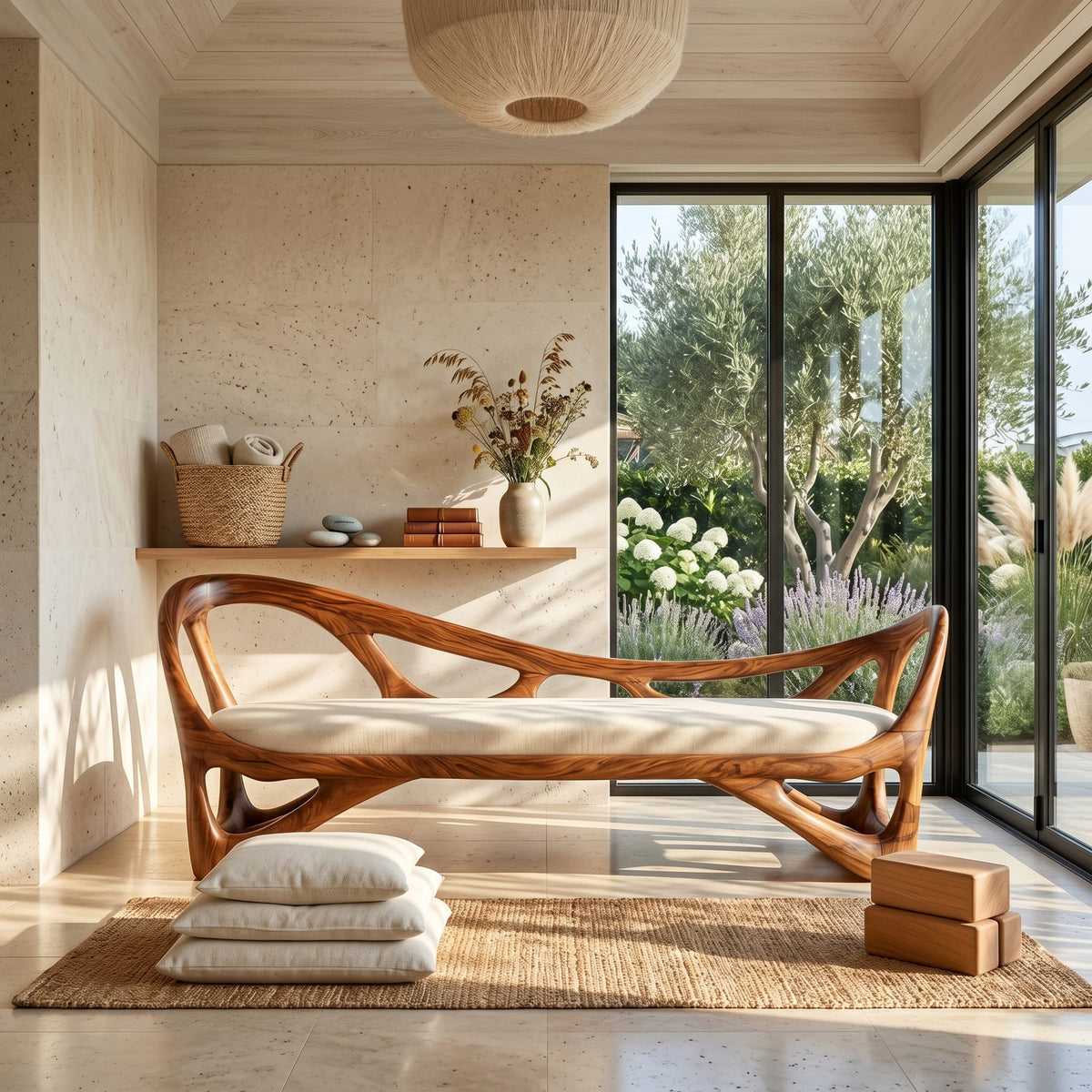 Contemporary Bench Family Room, solid wood, built to order