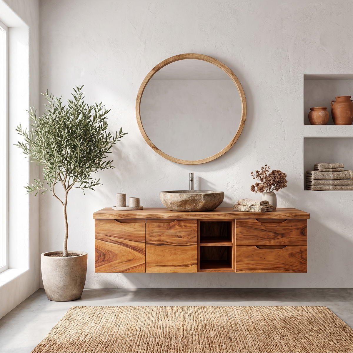 Organic Modern Washstand Bathroom Interior, solid wood, built to order, view 3