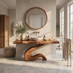 Bathroom Vanity with Organic S Curve Support, solid wood, built to order, view 3