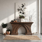 Rustic Console Table Flowing Sculptural Design, solid wood, built to order