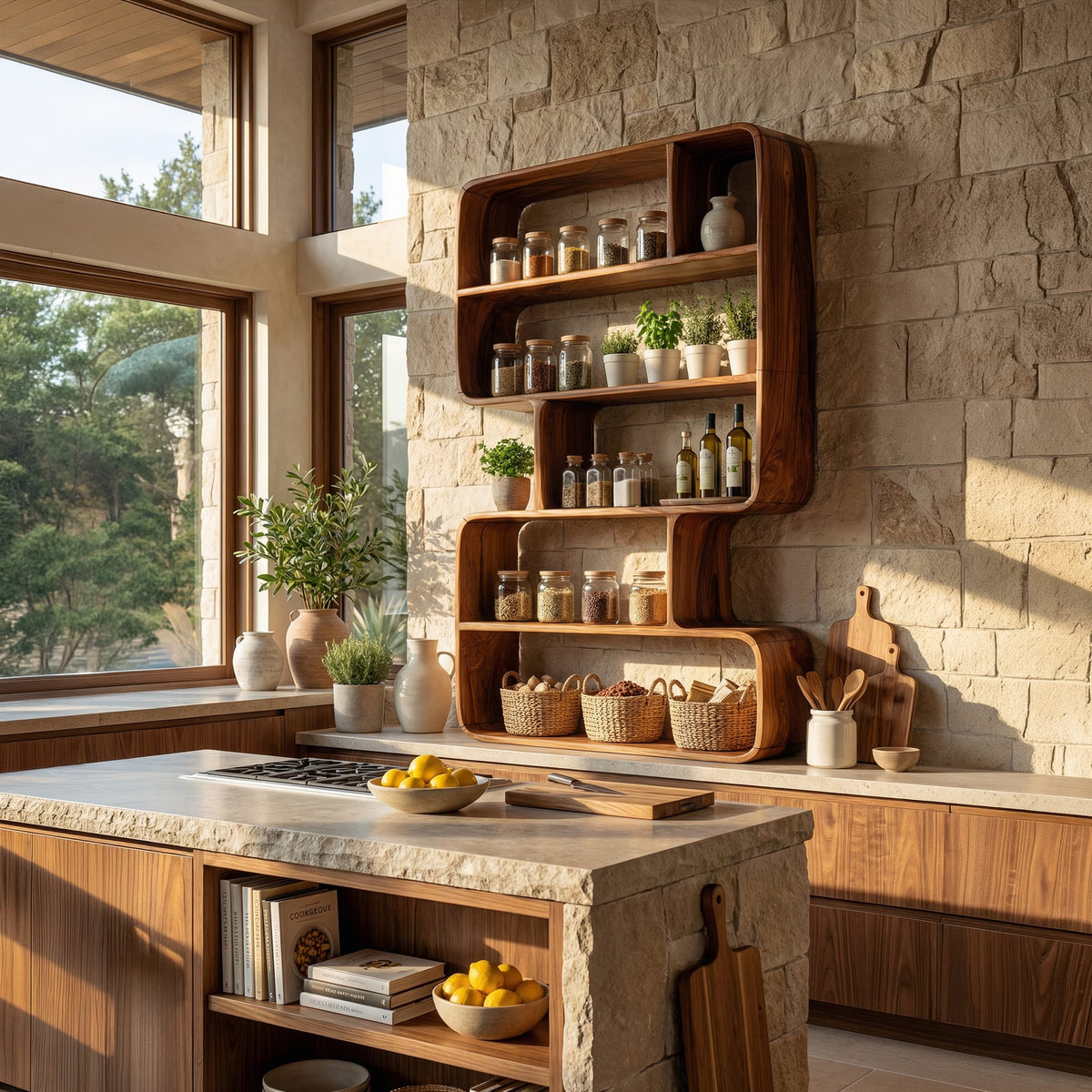 Sculptural Storage Bath Shelf
