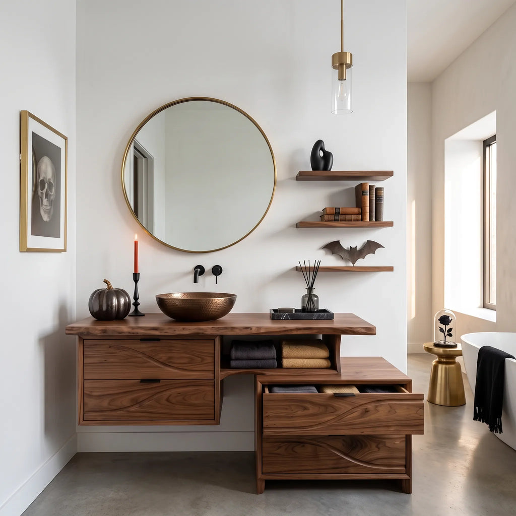 Organic Floating Bathroom Vanity Modern Bathroom, solid wood, built to order