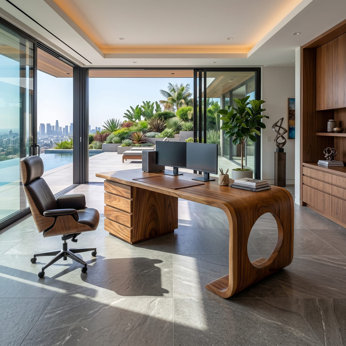 Contemporary Executive Desk Garden Office, solid wood, built to order