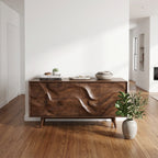Mid Century Wave Carved Sideboard Living Room, solid wood, built to order, view 8