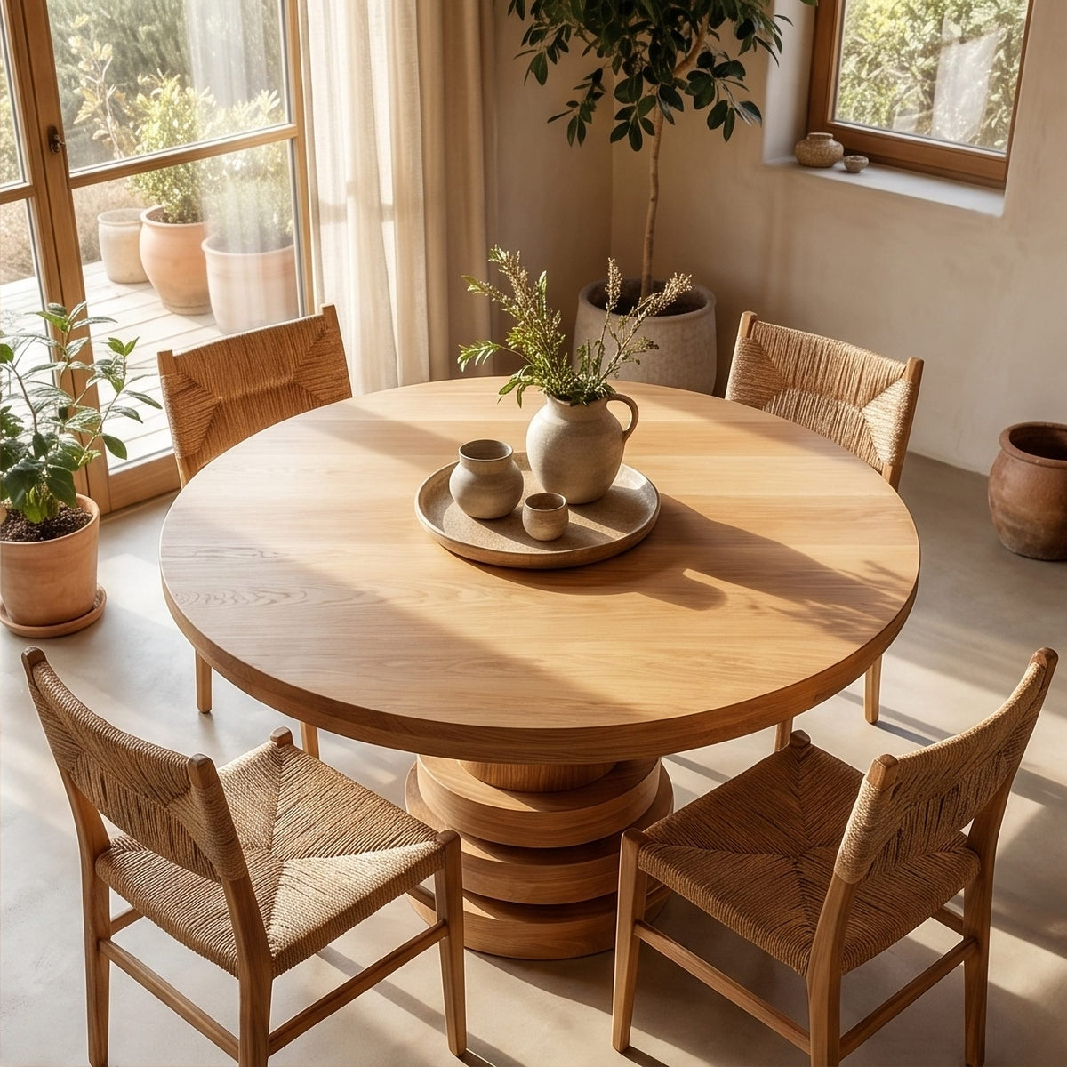 Solid Pedestal Dining Table