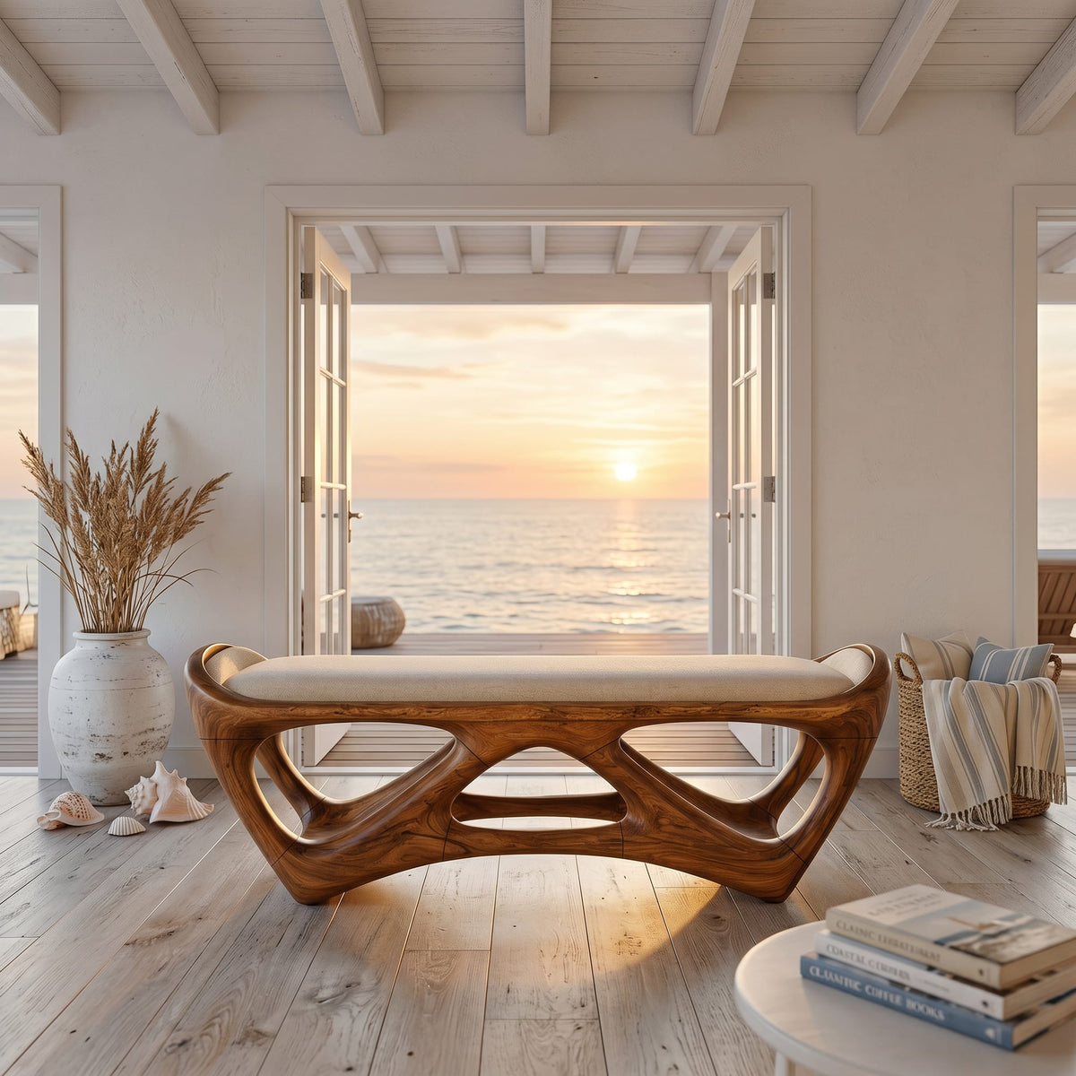 Designer Wooden Bench Creative Studio, solid wood, built to order