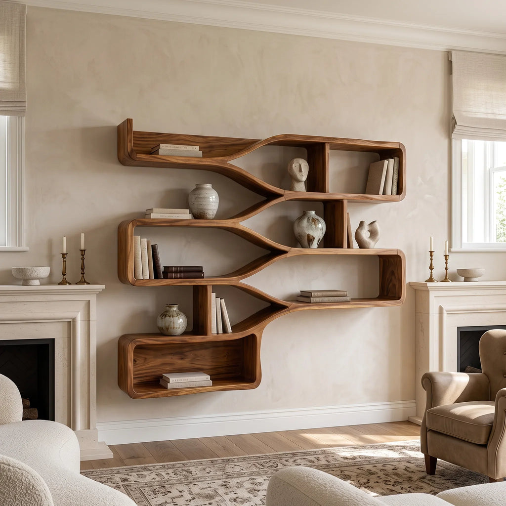 Mid Century Floating Wood Shelves, solid wood, built to order