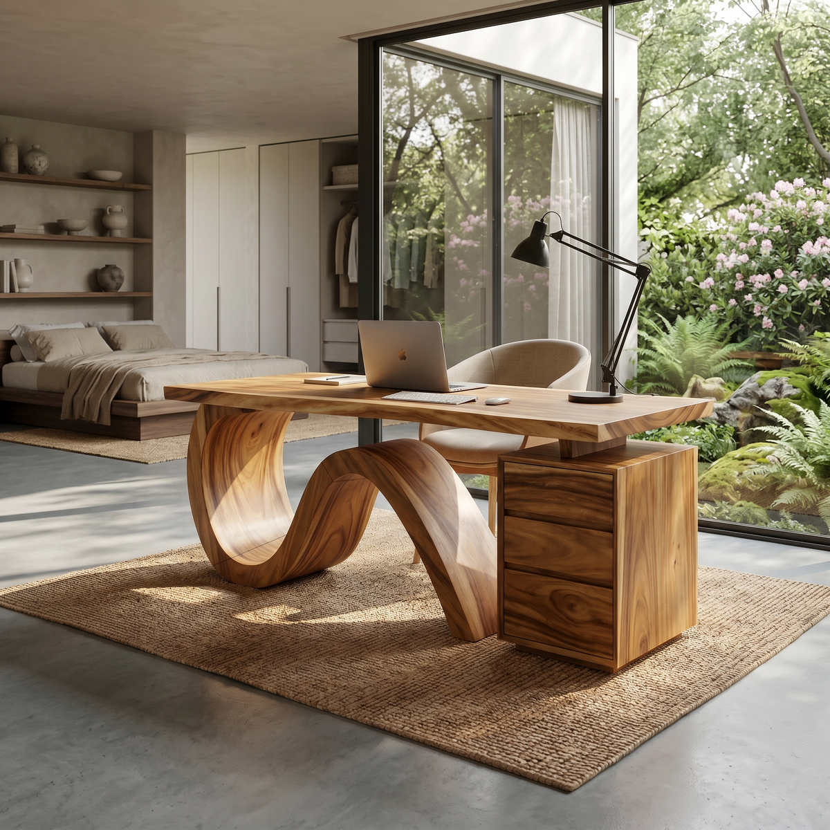Organic Live Edge Executive Desk City Office, solid wood, built to order, view 5