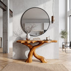 Mid Century X-base Console Table