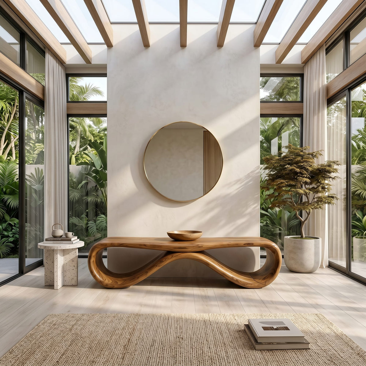 Contemporary Hallway Bench Designer Apartment, solid wood, built to order