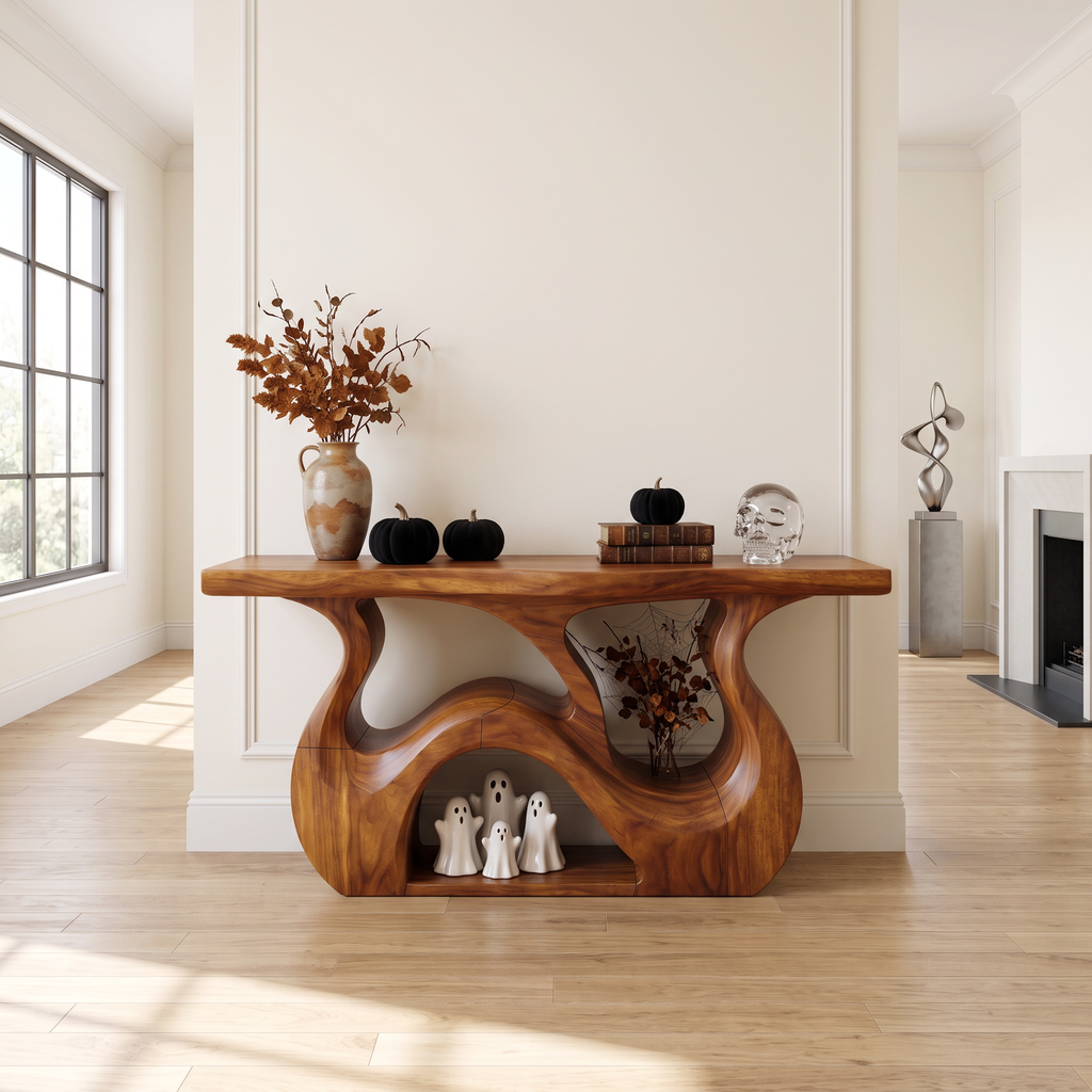 Minimalist Branch Form Entryway Table, solid wood, built to order, view 3