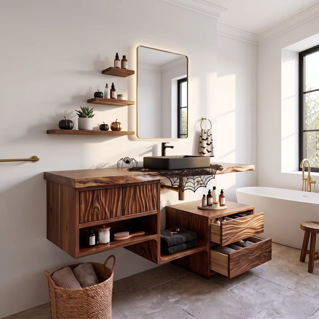 Mid Century Bathroom Vanity Modern Ensuite, solid wood, built to order