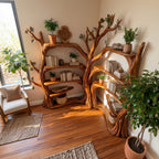 Tree Corner Bookshelf, solid wood, built to order