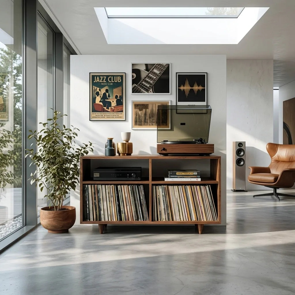 Minimalist Record Player Cabinet, solid wood, built to order, view 3