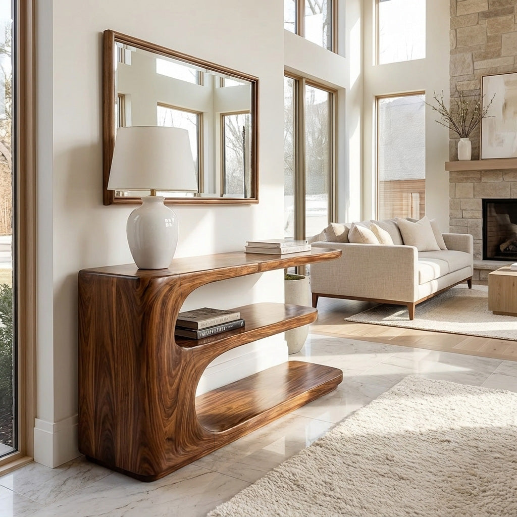 Minimalist Console Table with 3 Tiers, solid wood, built to order, view 3