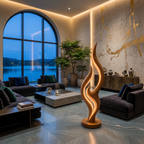Contemporary Double Wave Lamp, solid wood, built to order, view 3