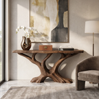 Contemporary Sculptural Console Table Entryway, solid wood, built to order, view 3