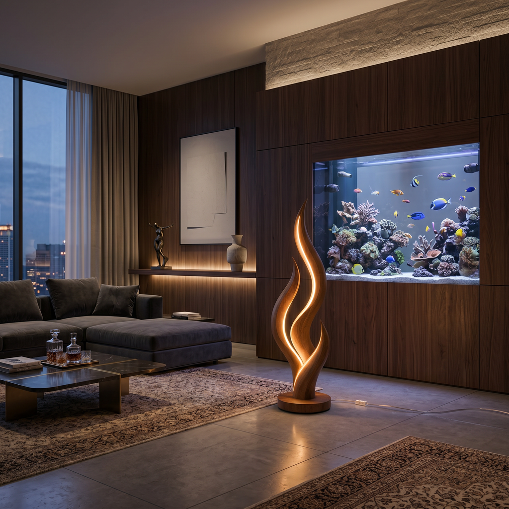 Modern Flow Curve Lamp, solid wood, built to order, view 3