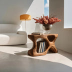 Minimalist Sculptural Side Table with Storage, solid wood, built to order, view 3