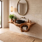 Mid Century Live Edge Vanity Bathroom Decor Accents, solid wood, built to order