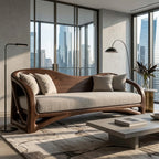 Organic Wooden Sofa with Sculptural Curved Frame, solid wood, built to order, view 3