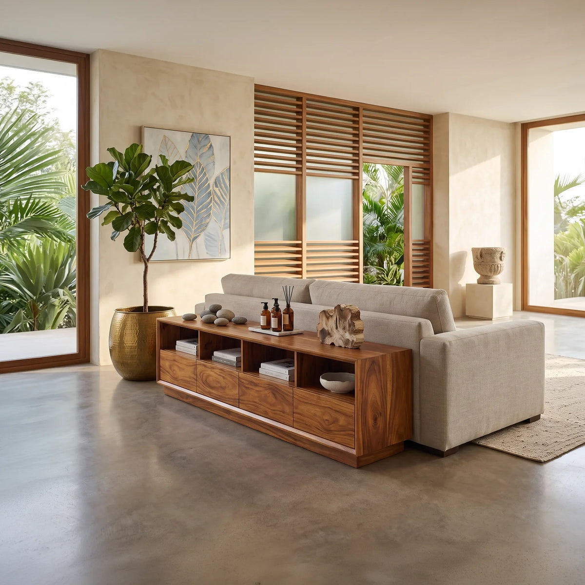 Minimalist Long Console Table, solid wood, built to order, view 3