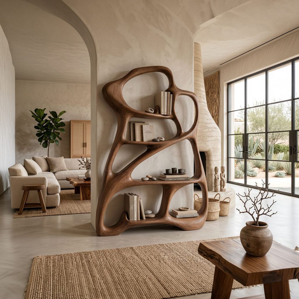 Organic Reading Corner Bookcase, solid wood, built to order