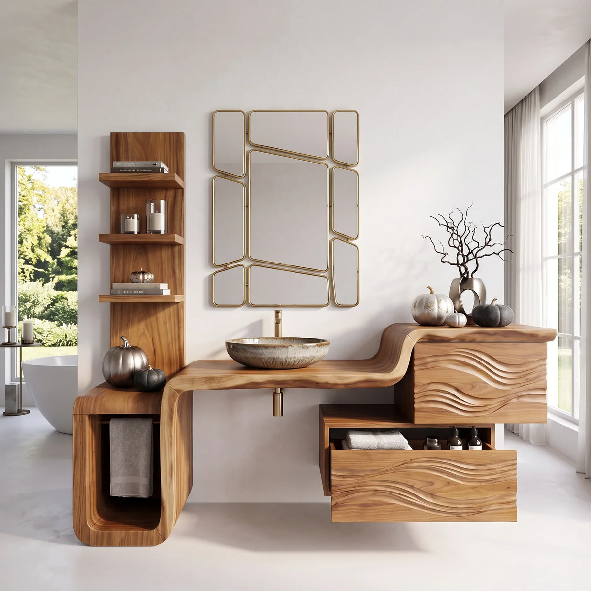 Organic Modern Bathroom Vanity Ensuite, solid wood, built to order, view 3