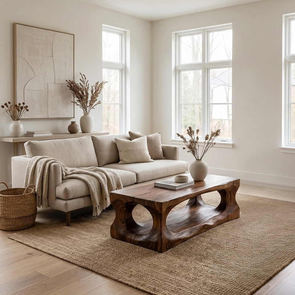 Organic Style Coffee Table Natural, solid wood, built to order, view 3