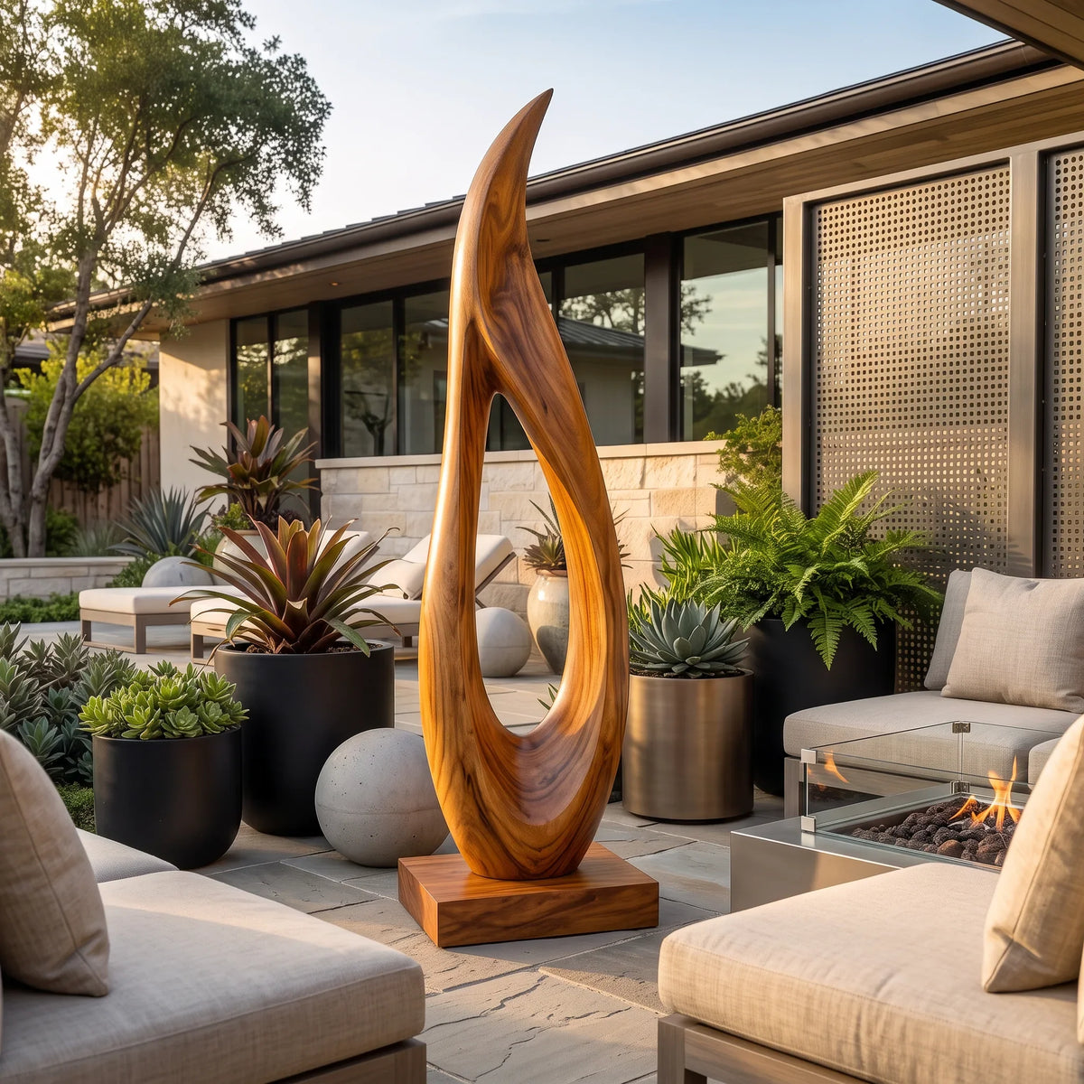 Flame Sculpture, solid wood, built to order, view 3
