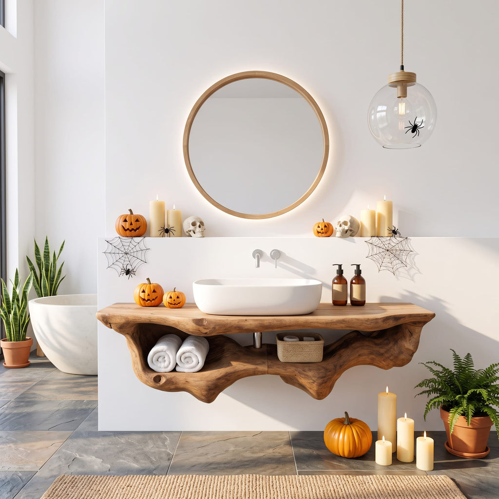 Live Edge Solid Bath Shelf