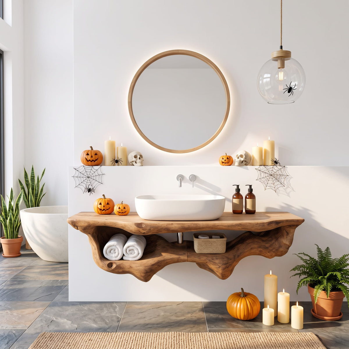 Live Edge Solid Bath Shelf